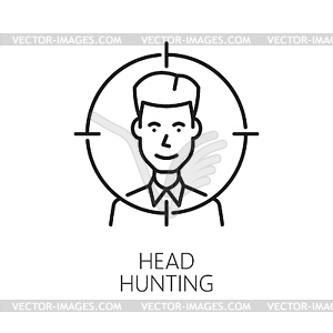 Значок линии Head hunting, поиск работы и подбор персонала - векторное изображение