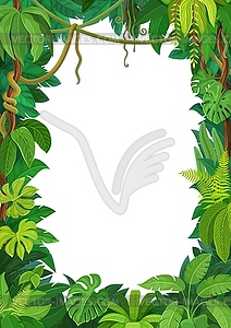 African forest liana frame with jungle leaves - vector clipart / vector image