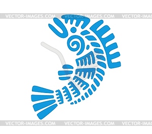 Mayan Aztec totem fish symbol, ancient tribal icon - vector clip art