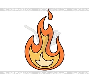 Cartoon retro groovy fire flames or blaze symbol - vector clipart