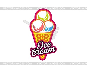 Gelato dessert, scoop ice cream waffle cone icon - vector clipart / vector image