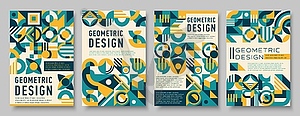 Modern business posters with geometric shapes - vector clipart