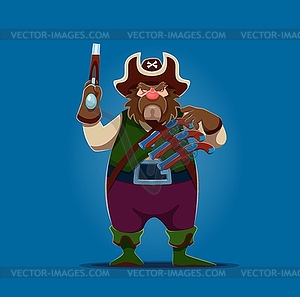 Cartoon pirate or corsair boatswain character - vector image