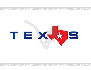 Символ штата Техас с картой и силуэтом звезды - клипарт в векторном формате