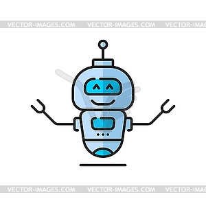Значок линии ретро-дроида, летающего робота или виртуального бота - векторный графический клипарт