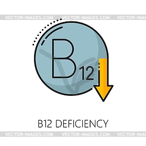 Значок цветной линии с симптомом дефицита витамина В12 при анемии - векторное изображение клипарта