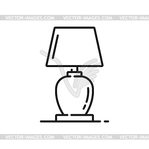 Bedroom desk lamp, electric light outline icon - vector image