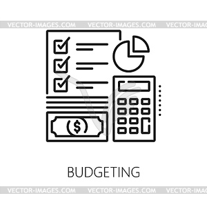 Budgeting icon, financial analysis and accounting - vector image