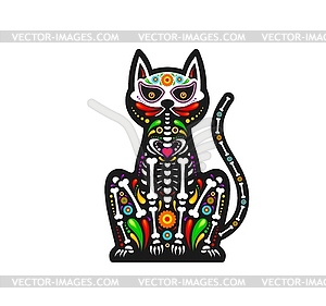 Mexican day of dead cat sugar skull tattoo - stock vector clipart