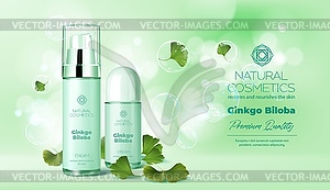 Gingko biloba cream cosmetics, background - vector clipart