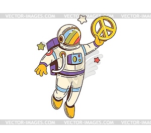 Ретро-заводной космонавт с символом мира - векторный эскиз
