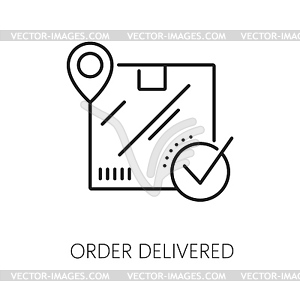 Order delivered icon of logistics delivery service - stock vector clipart