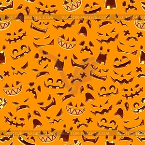 Halloween scary pumpkin face seamless pattern - vector clipart