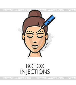 Botox injections cosmetology face care line icon - vector image