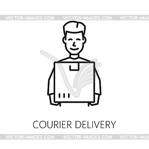 Courier delivery, parcel box, logistics line icon, - vector clip art