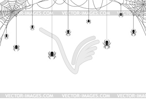 Паучья каемка на Хэллоуин с паутиной черной вдовы - векторный дизайн