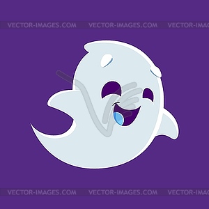 Cartoon Halloween ghost, smiling monster character - vector clipart