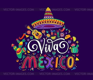 Да здравствует Мексика, баннер в честь дня национальной независимости - иллюстрация в векторе