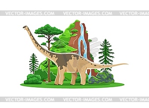 Paralititan cartoon prehistoric dinosaur character - vector image