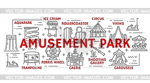 Amusement park, playground and funfair attractions - vector clipart / vector image