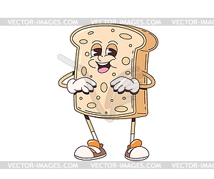 Cartoon retro groovy toast or bread character - vector clipart