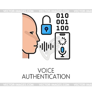 Voice authentication biometric identification icon - vector image