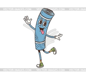 Cartoon camp mat retro groovy travel character - vector image