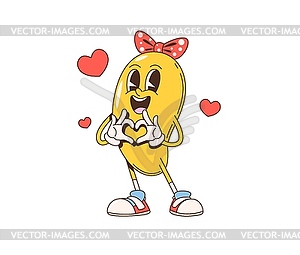 Retro cartoon tropical mango fruit character - vector clipart