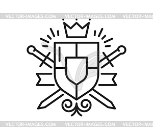 Medieval coat of arms line heraldry symbol - white & black vector clipart