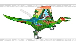 Вырезанный из бумаги 3d силуэт персонажа-динозавра - векторизованное изображение