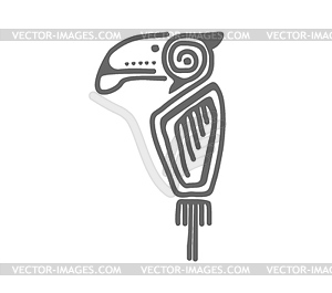 Toucan or parrot bird mayan aztec totem symbol - vector image