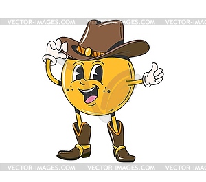 Cartoon groovy wild west cowboy smile character - vector clipart