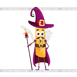 Cartoon Halloween penne italian pasta funny wizard - vector clipart