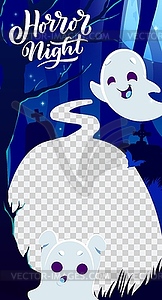 Шаблон для социальных сетей на Хэллоуин с милыми привидениями - векторизованное изображение клипарта