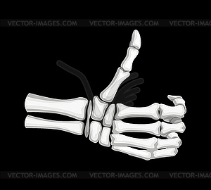 Skeleton hand showing thumb up with bony fingers - vector image