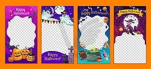 Halloween social media templates, holiday frames - vector image