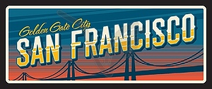 San Francisco american plaque, USA travel plate - vector image