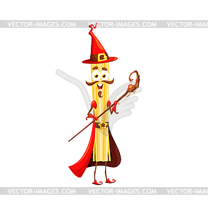 Cartoon Halloween spaghetti italian pasta wizard - vector clipart