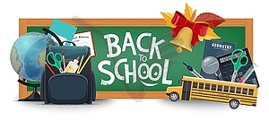 Back to school educational banner with chalkboard - vector clipart