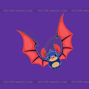 Cartoon Halloween bat character with funny face - vector clipart