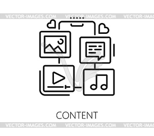 Content marketing and blogging icon, social media - vector clipart