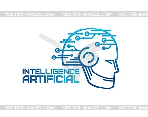 AI artificial intelligence icon, machine learning - vector clipart