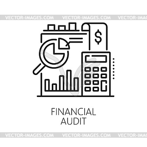 Financial audit icon, finance analysis tax revenue - vector clip art