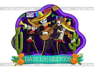 Мексиканский день мертвых диа де лос муэртос, вырезанный из бумаги - векторный дизайн