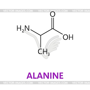 Alanine amino acid chemical molecular structure - vector clipart