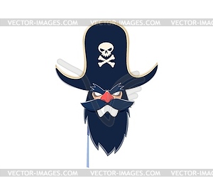 Pirate carnival photo booth mask of corsair sailor - vector image