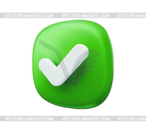 3d check icon, checklist tick and checkmark sign - vector clipart