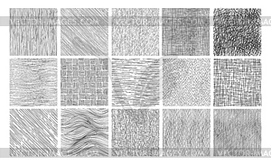 Line crosshatch patterns, pencil sketch - vector clipart