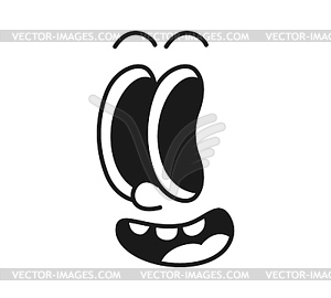 Cartoon comic groovy face, funny eye emotion - vector clipart