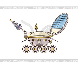 Ретро-заводной космический персонаж лунохода - векторное изображение
